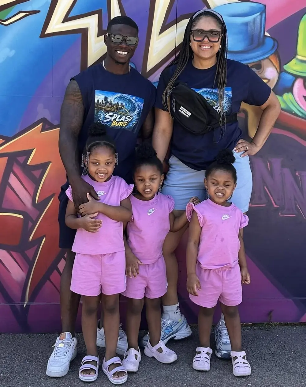 Julian Durden, founder of Splash Burgh, with his family in Pittsburgh